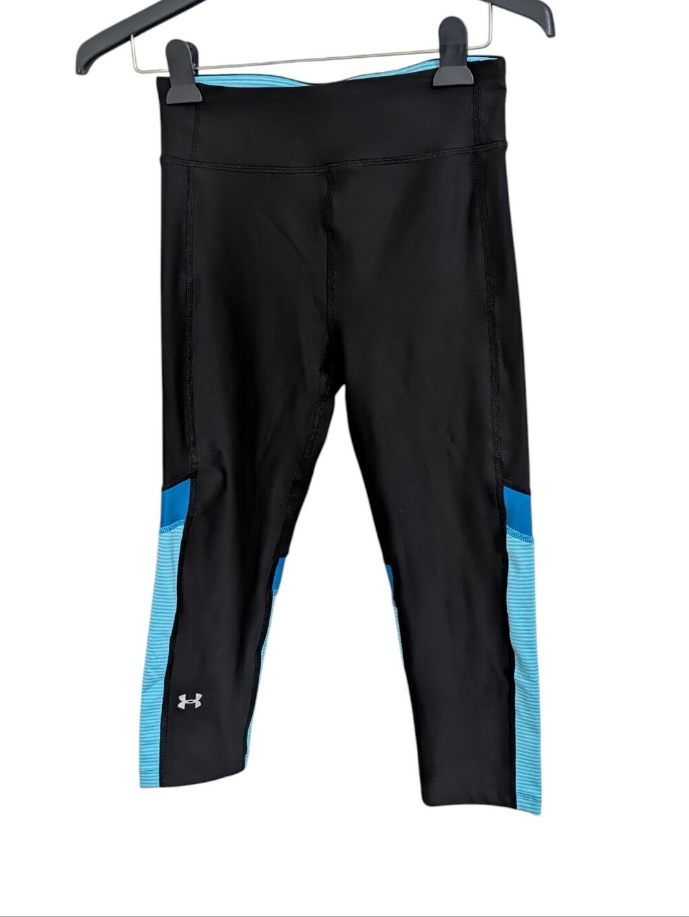 Under Armour Capri Compression Workout Leggings Black Blue Women's S